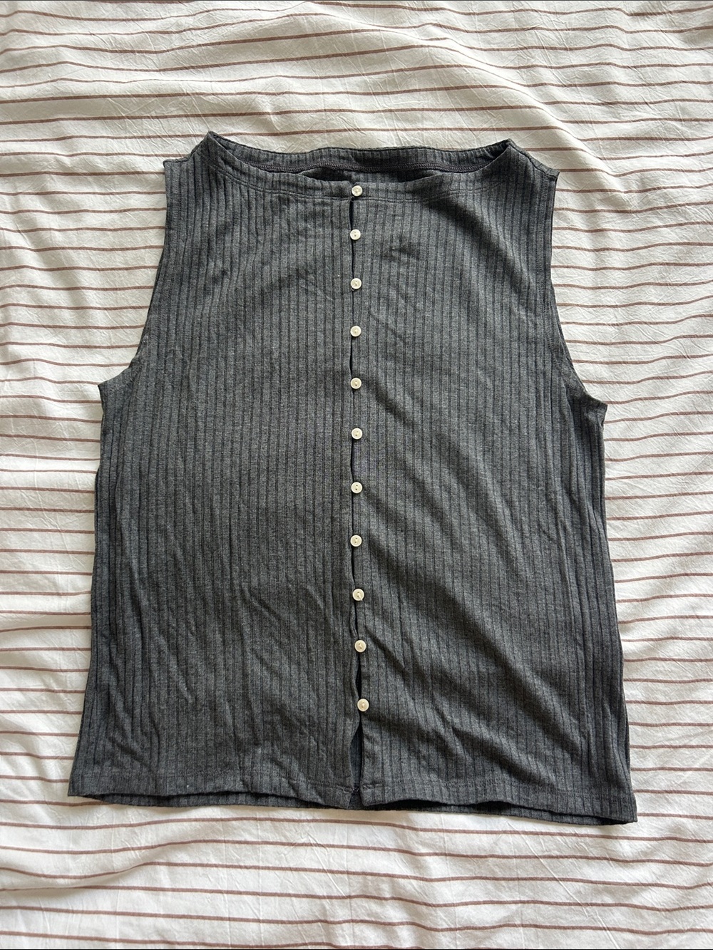 Abercrombie & Fitch Charcoal Gray Ribbed Button-Up Tank